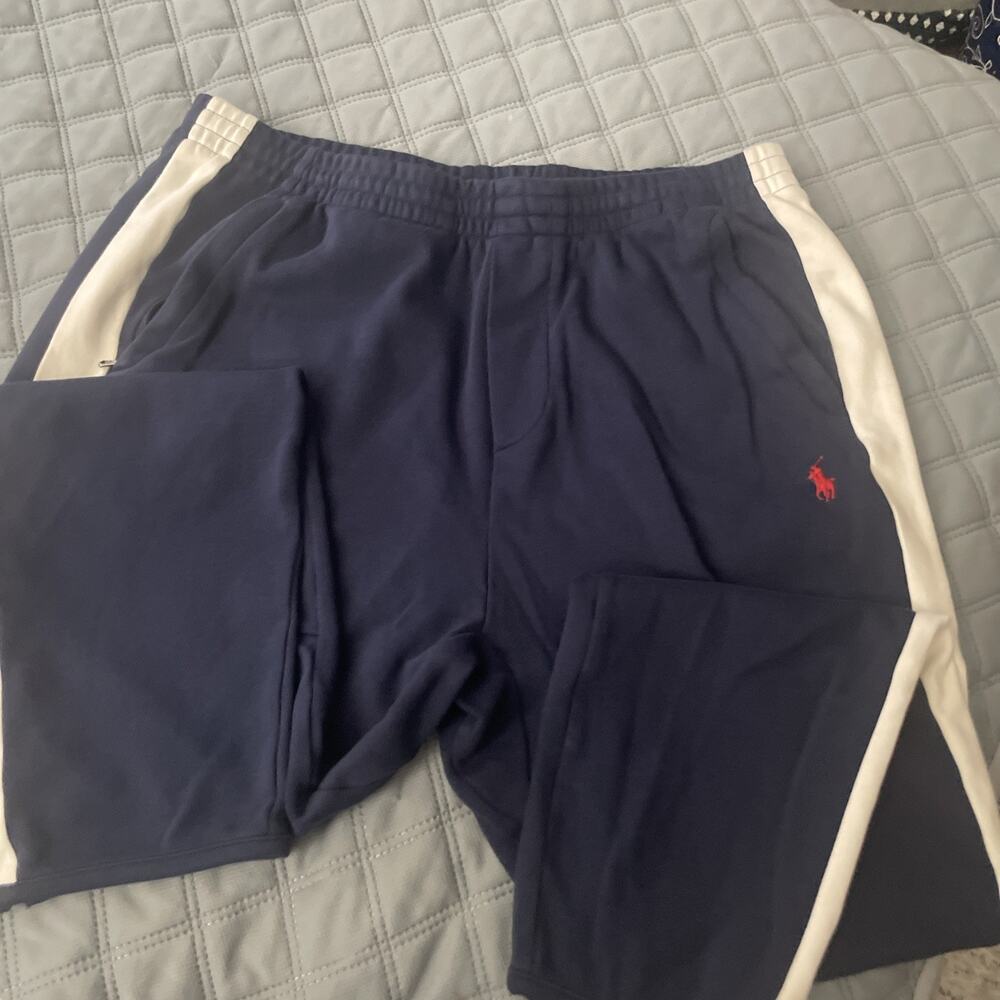 Polo Ralph Lauren Men's Drawstring Navy White Stripe Jogger Sweats Red Pony Lg